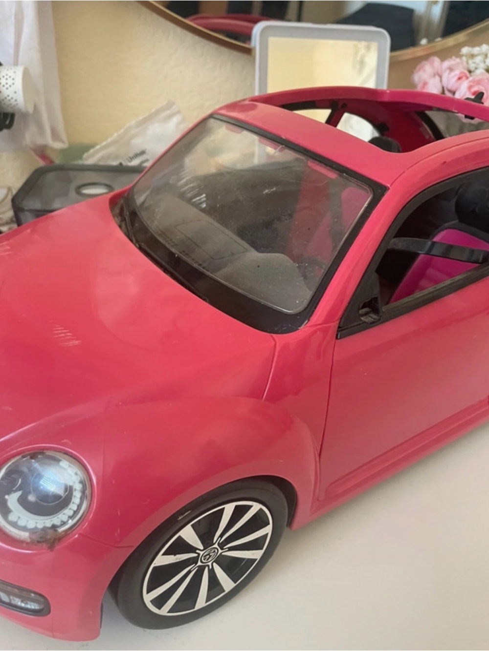 Barbie Hot Pink Convertible Toy Car